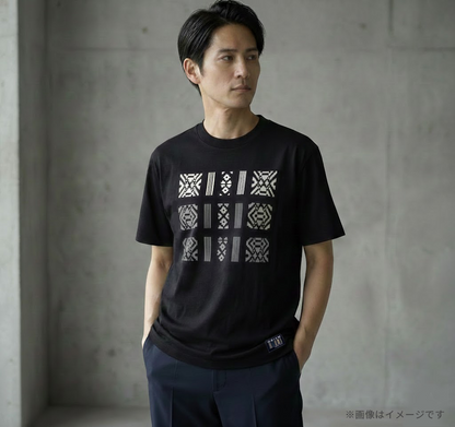 ORISM × 久米繊維工業　日本製 献上柄T-SHIRTS　（黒・モノトーン）