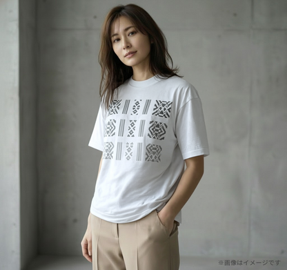 ORISM × 久米繊維工業　日本製 献上柄T-SHIRTS　（白・モノトーン）